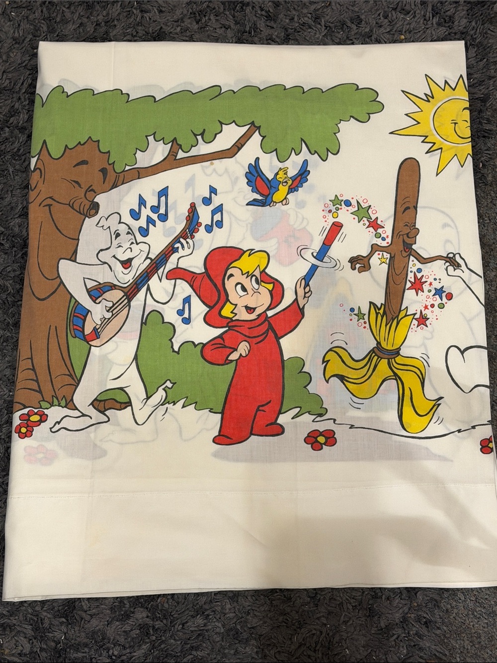 VTG 70s Burlington House Casper the Friendly Ghost Flat Sheet TWIN*